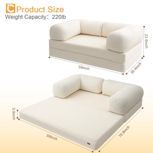 Beige Queen Folding Sofa Bed D9056