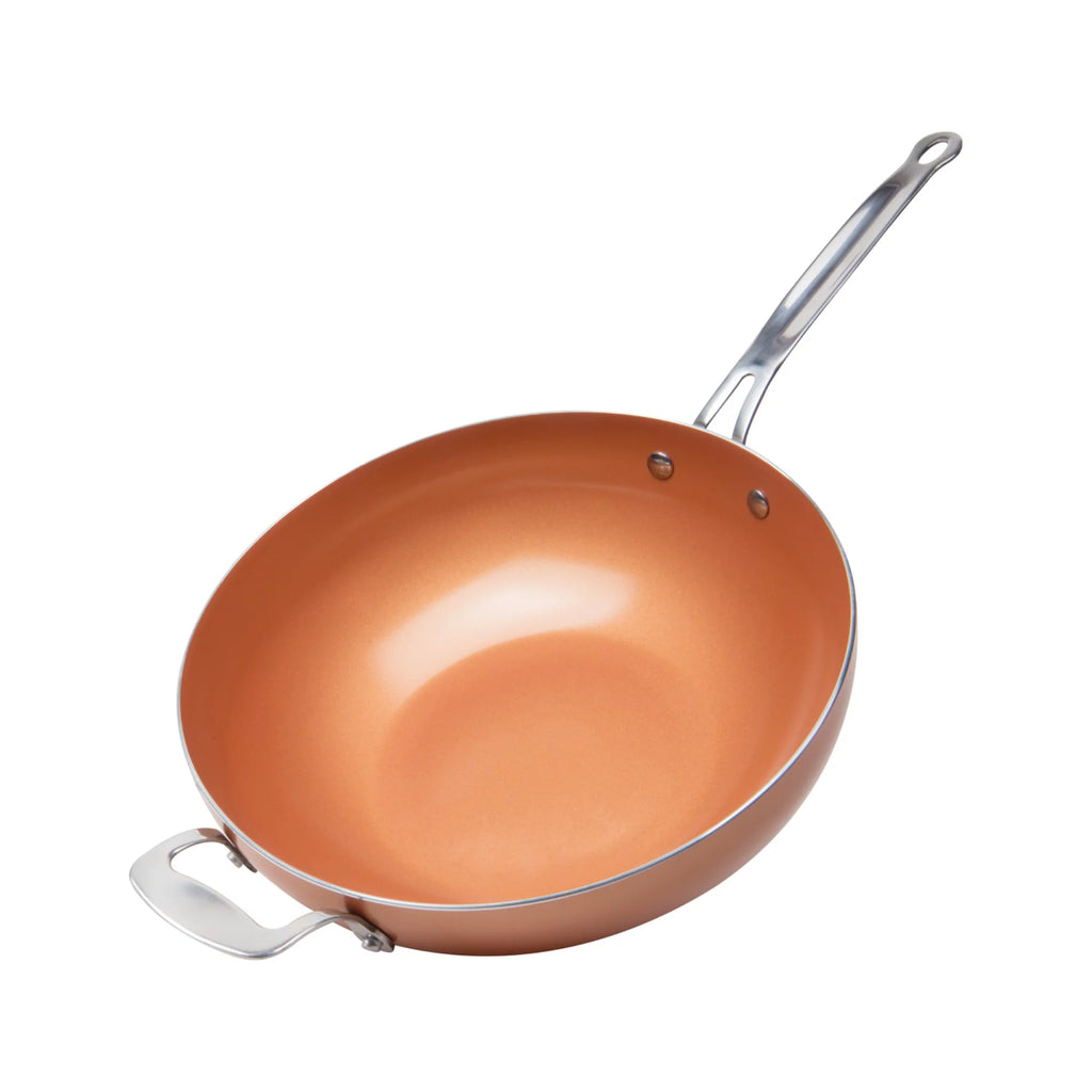 12" Non-Stick Copper Wok with Lid M4954