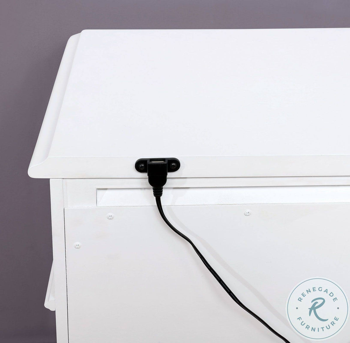 White USB Outlet Night Stand T395