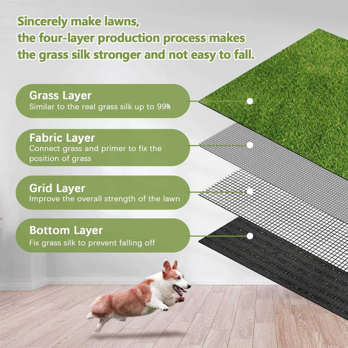 39.4 x 31.5 Inches Washable Artificial Grass Rug N816