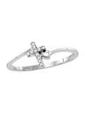 Sterling Silver Round Diamond Cross Ring Size 5 S3263