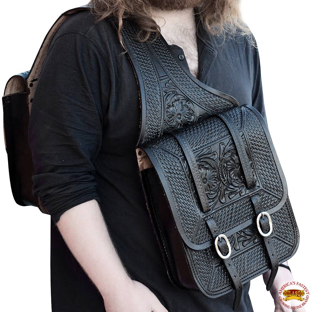 Mahogany Leather Western Saddle Bag D589