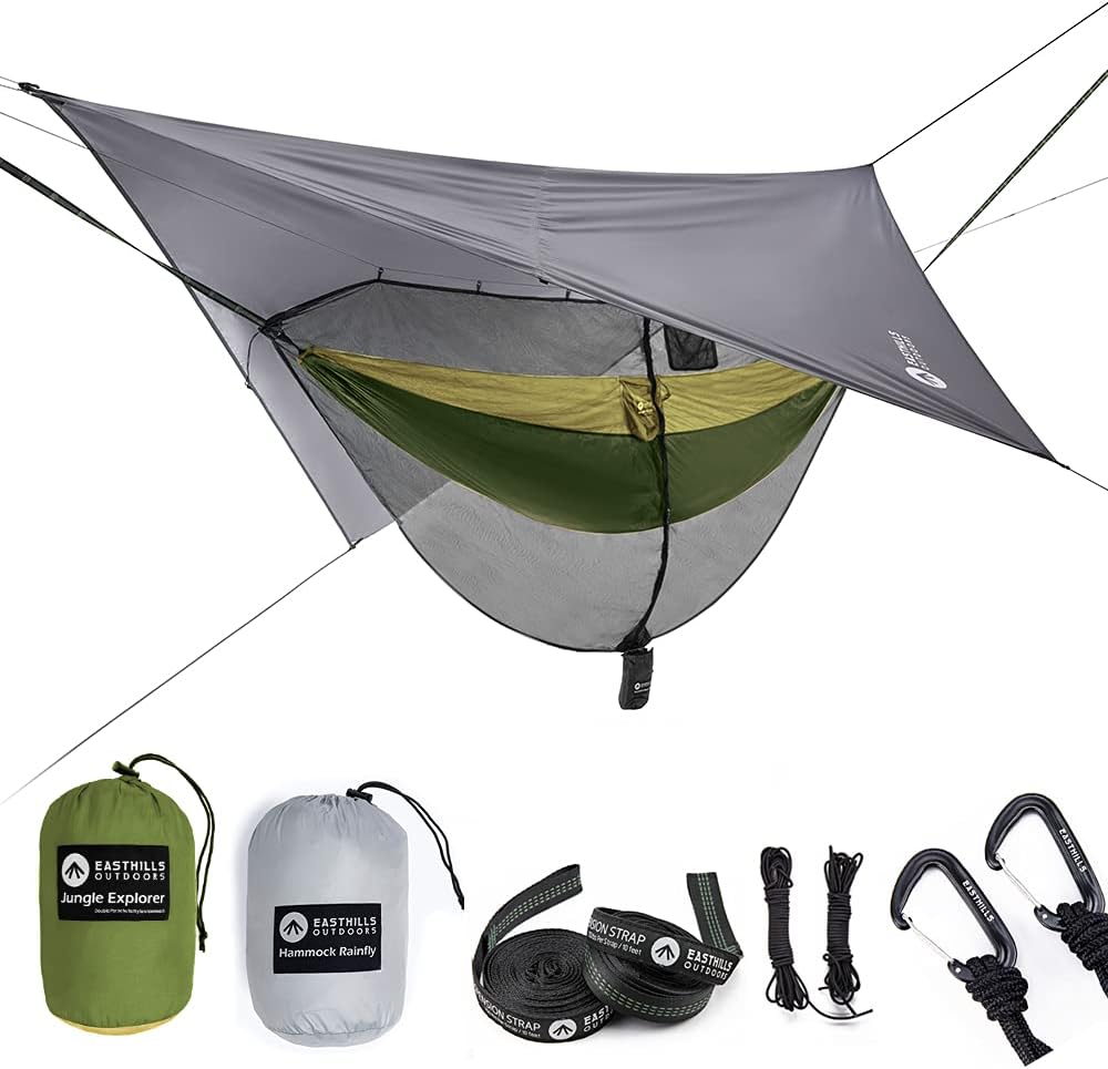 Red Double Camping Hammock with Mosquito Net and Rainfly V827