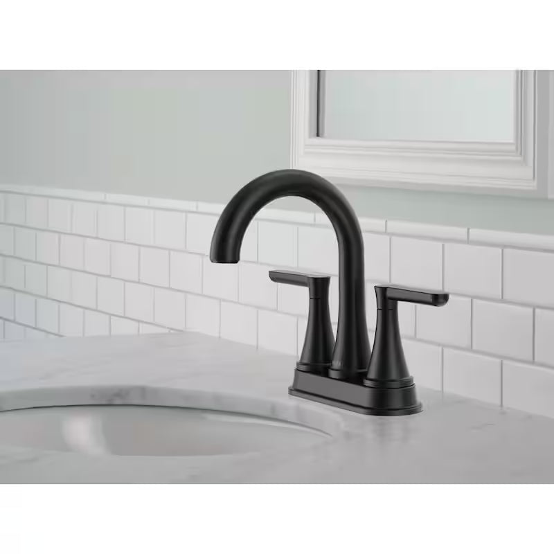4 in. Centerset Double Handle Bathroom Faucet Matte Black R10326