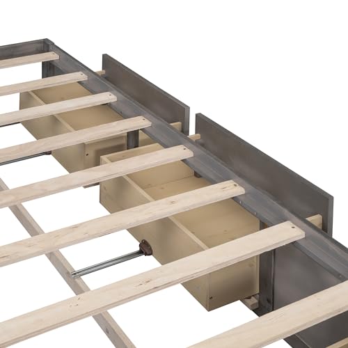 Full Size Wood Platform Bed with 6 Drawers Z793