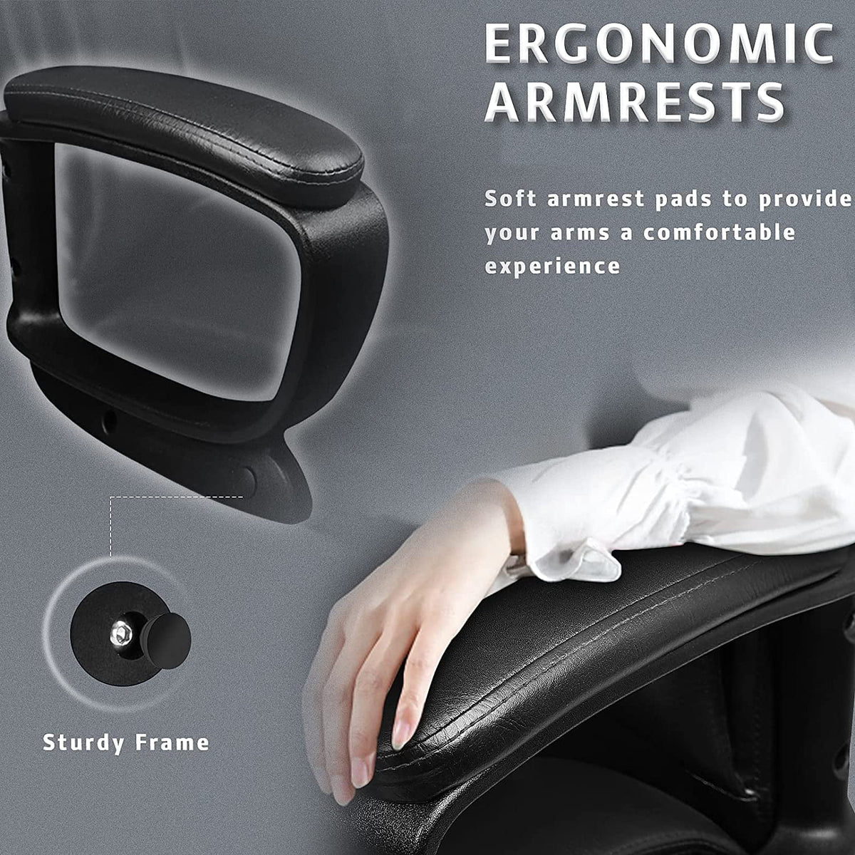 Big and Tall White High Back Ergonomic PU Leather Office Chair U664752