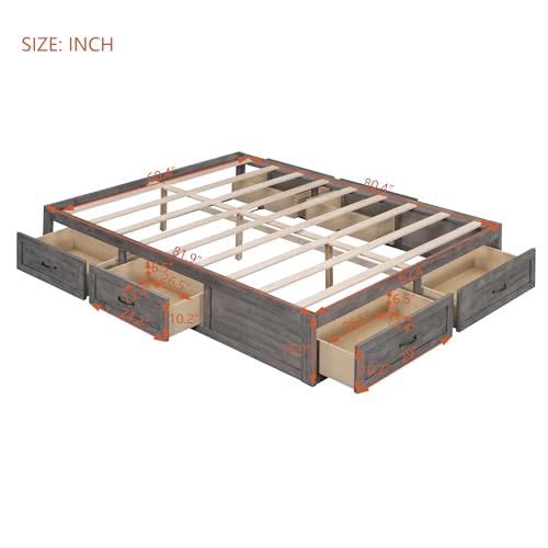 Full Size Wood Platform Bed with 6 Drawers Z793