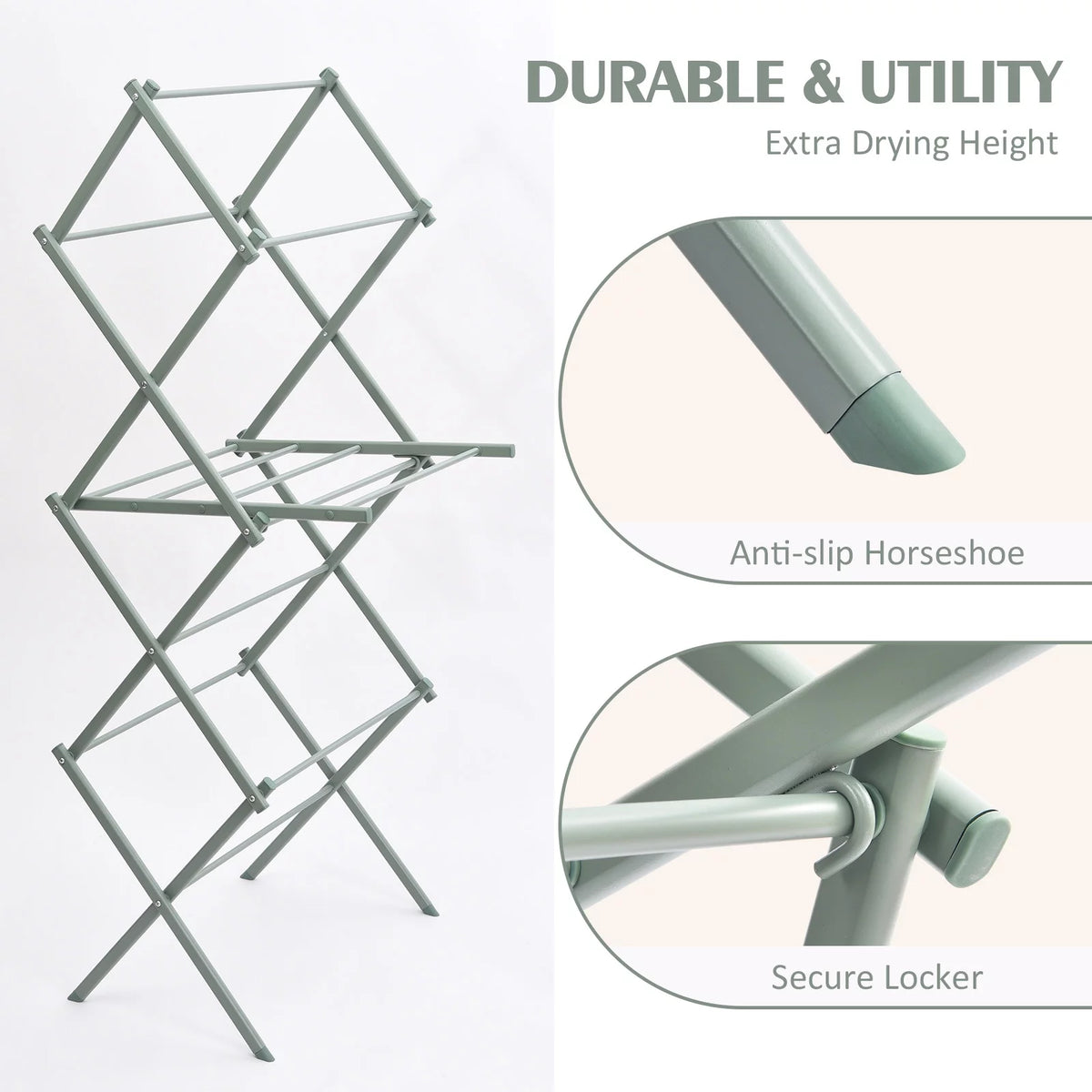 3-Tier Collapsible Steel Laundry Rack J855568