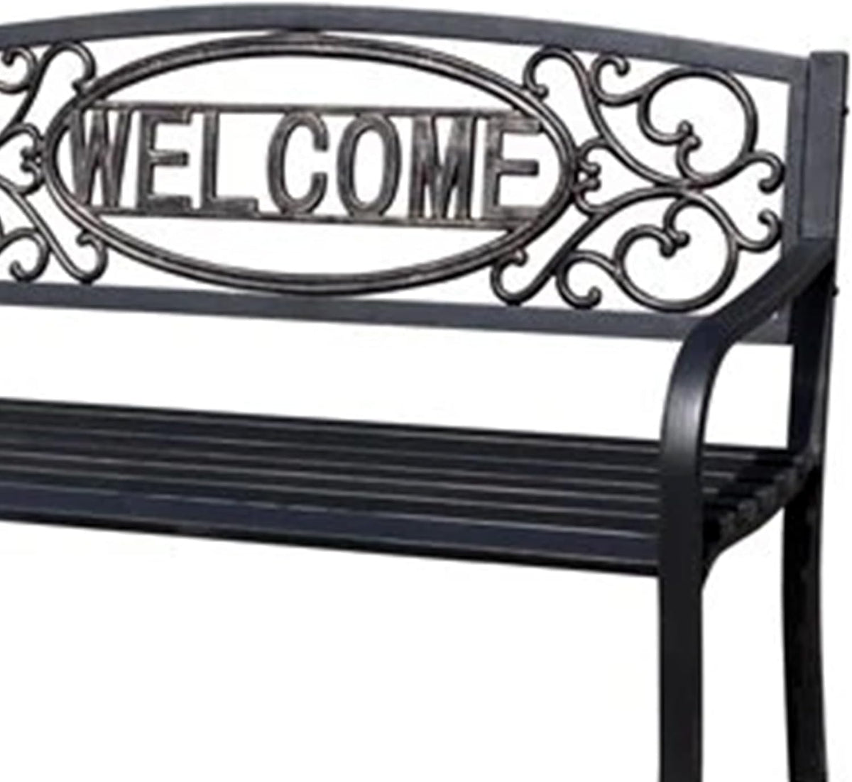 Black Powder Coated Steel Park Bench J984
