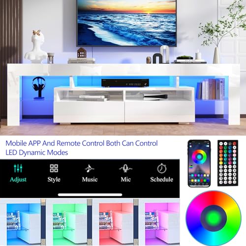 White High Gloss TV Stand with Storage Drawer D52618