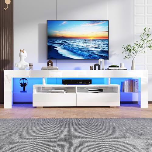 White High Gloss TV Stand with Storage Drawer D52618