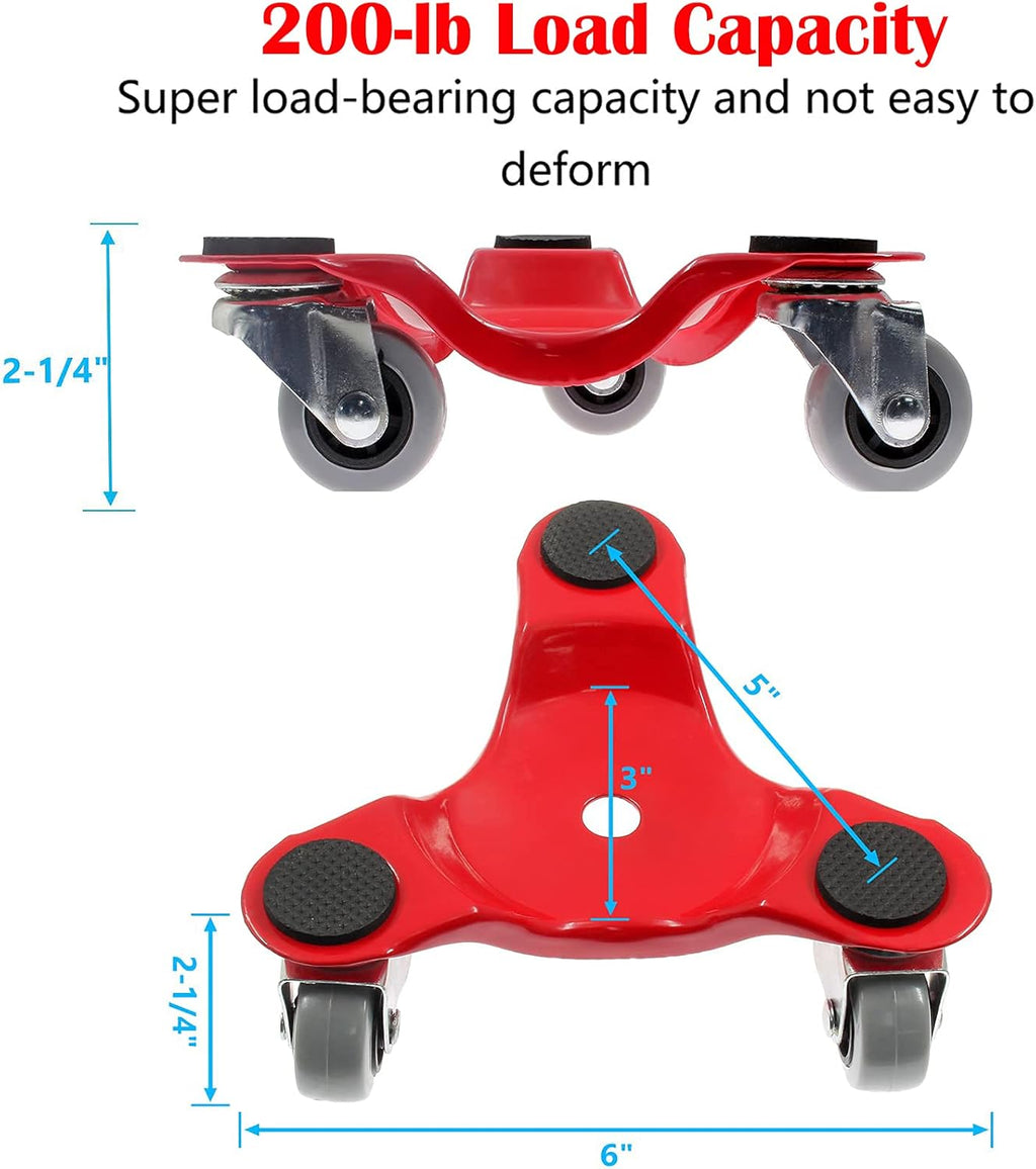 6 Steel Tri-Dolly with Rubber Wheel 200-lb Load Capacity 4Pack K224437