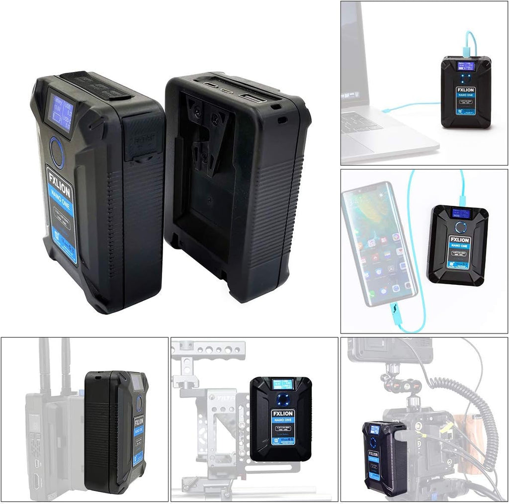 V Mount Battery 3400mAh with D-TAP, USB-C, USB-A, Micro USB Plugs R1313