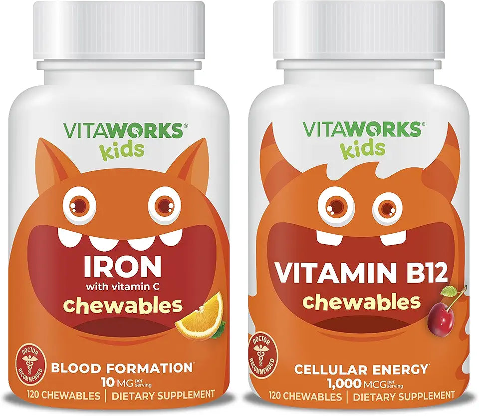 Kids Iron 10mg + Vitamin C Chewables + Vitamin B12 Chewables Bundle S674301