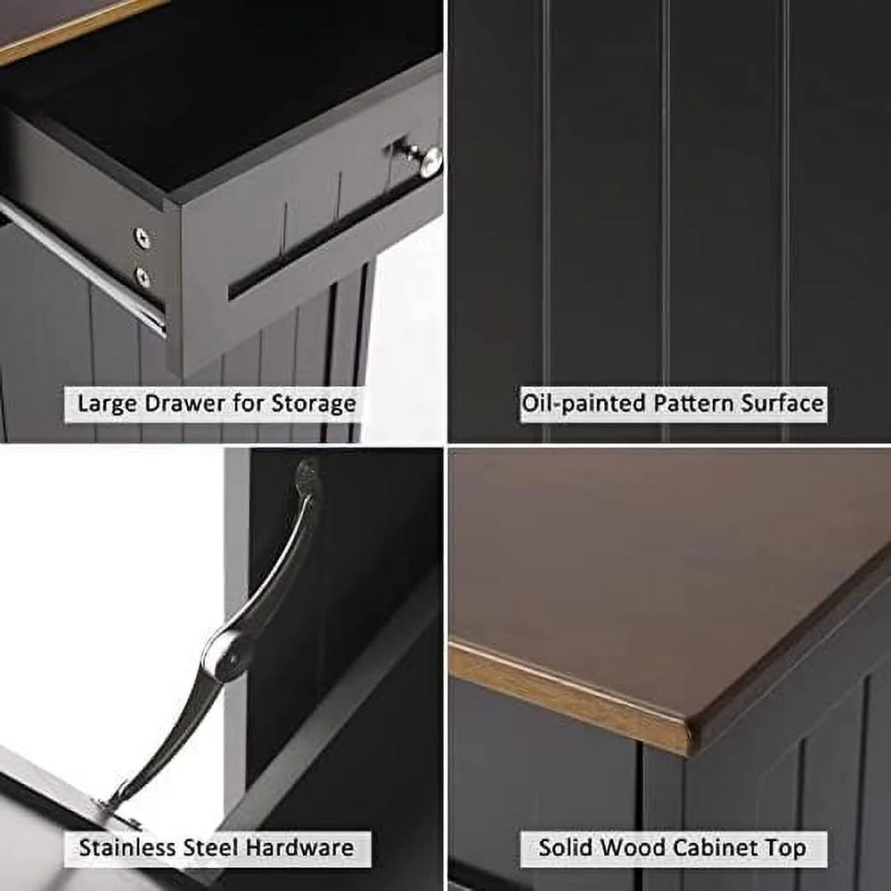 Free-Standing Tilt Out Trash Bin with Drawer and Countertop Grey I64805