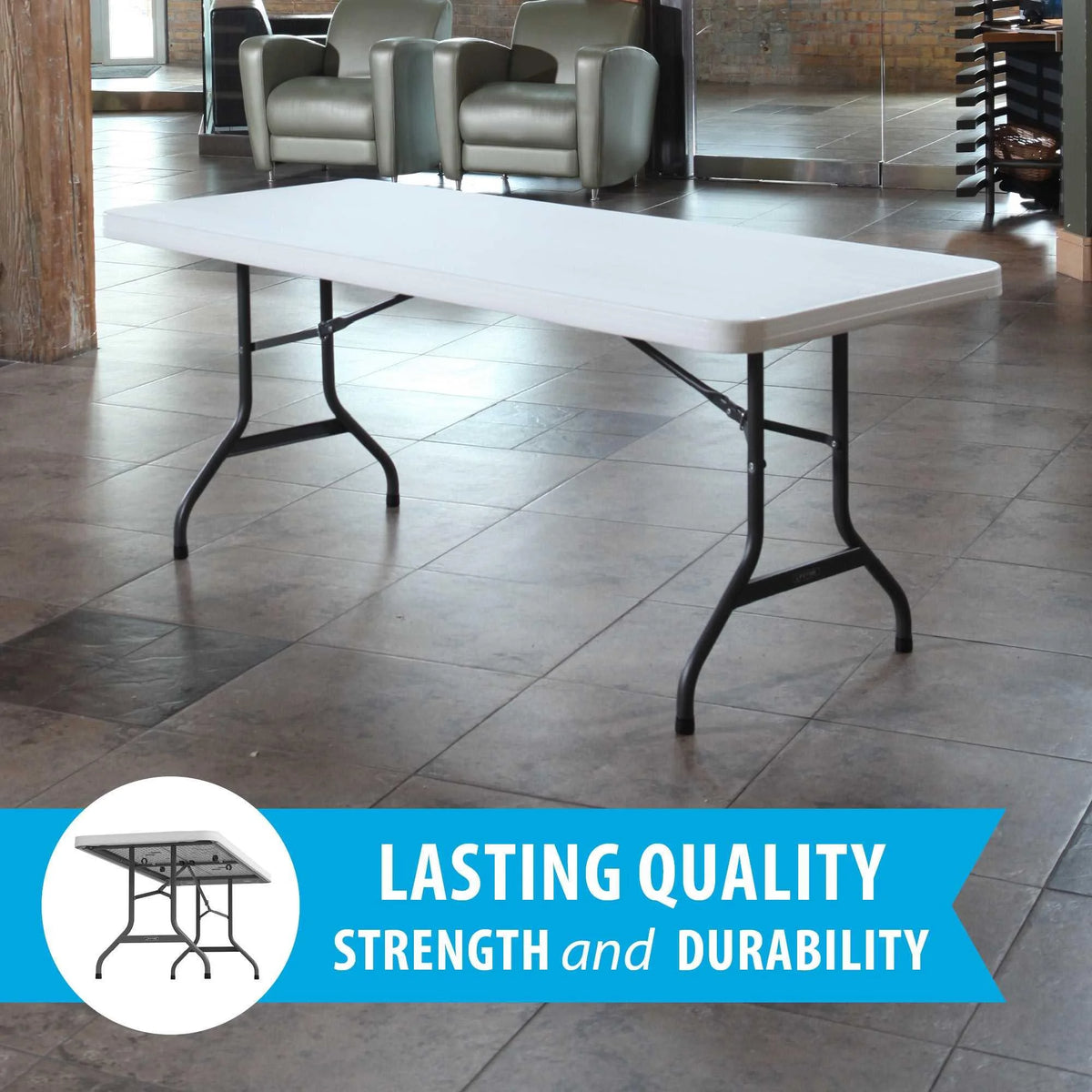 White 6 ft. Rectangle Folding Table Set of 4 P6693