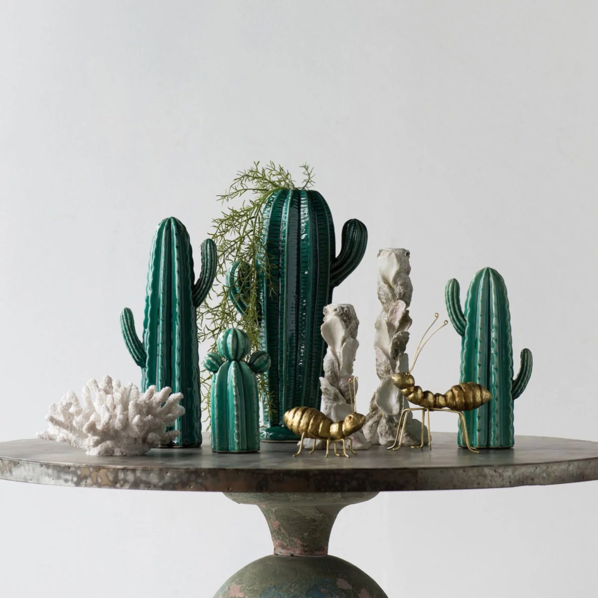 14" Blue Textured Cactus Accent O221703