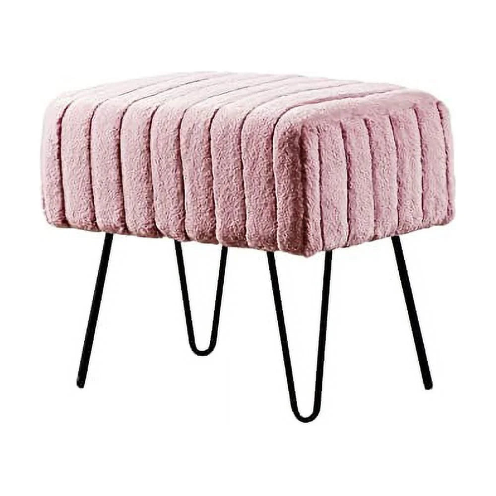 Fauxfur Ottoman 19" x 13" x 17" X8938