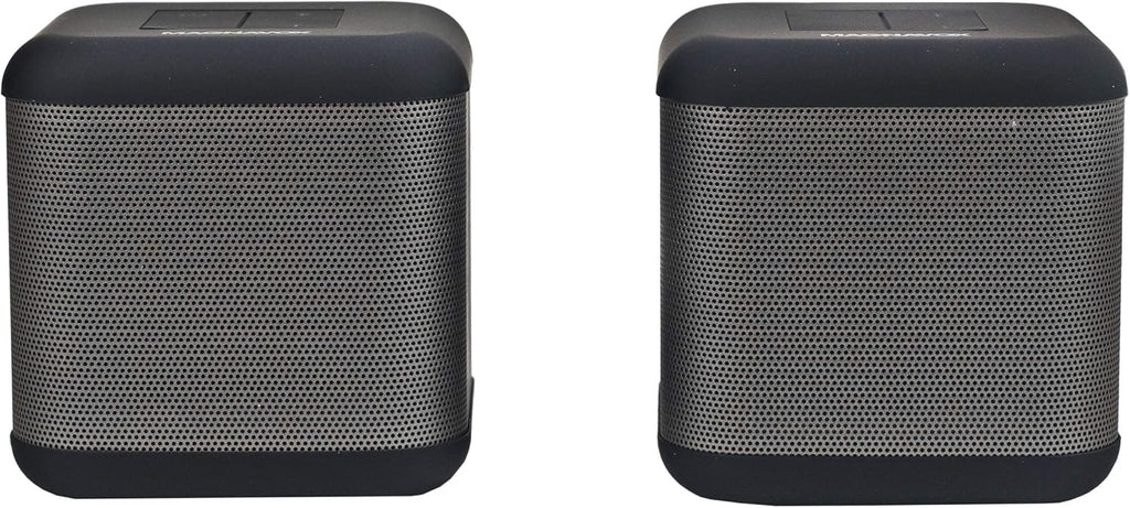 Silver and Black Stereo Speakers, Bluetooth, Pack of 2 K708
