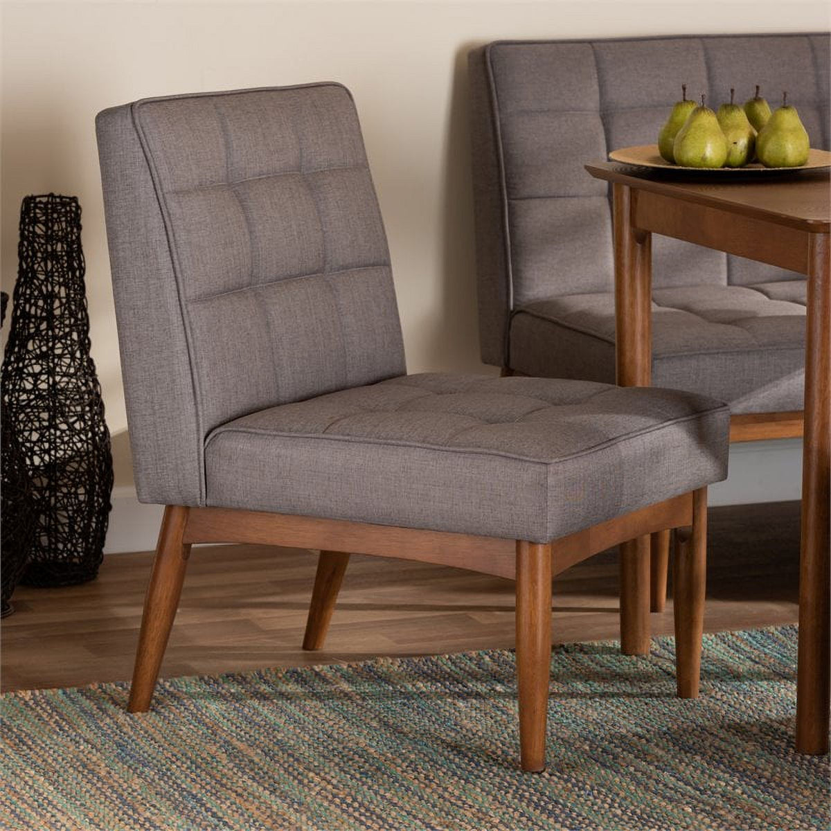 Grey and Walnut Brown Wood Dining Chair H496