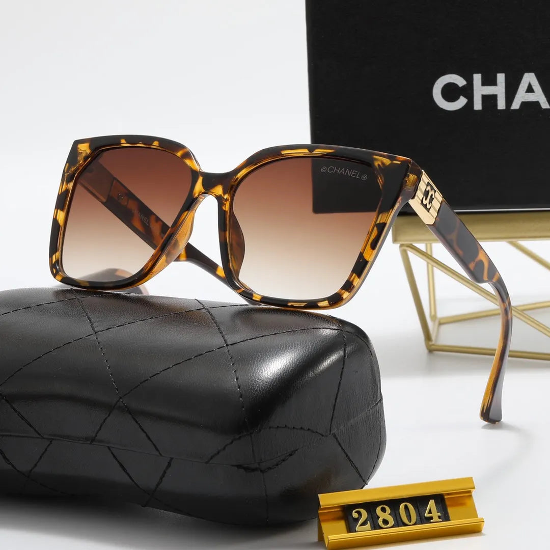 Square Double C Corrugated Temple Polarized Sunglasses B610