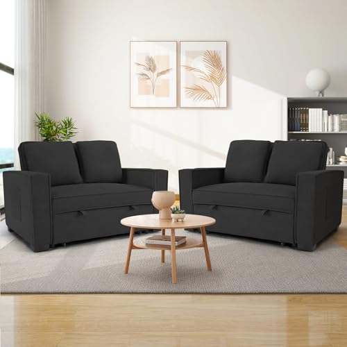 Black Corduroy Convertible Sofa Bed Y697178