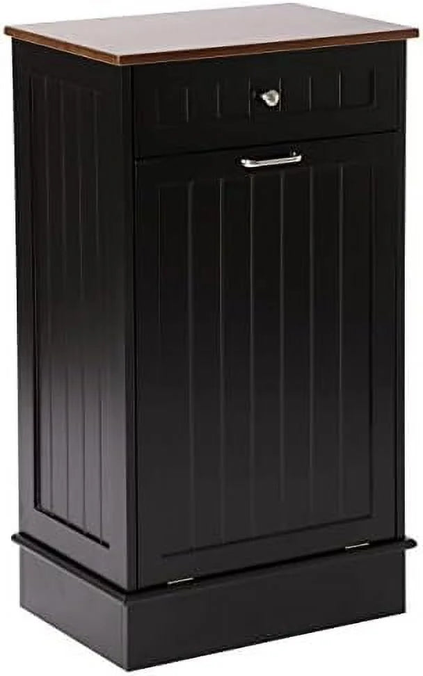 Free-Standing Tilt Out Trash Bin with Drawer and Countertop Grey I64805