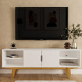 Modern White TV Stand with 4 Open Shelves X44822