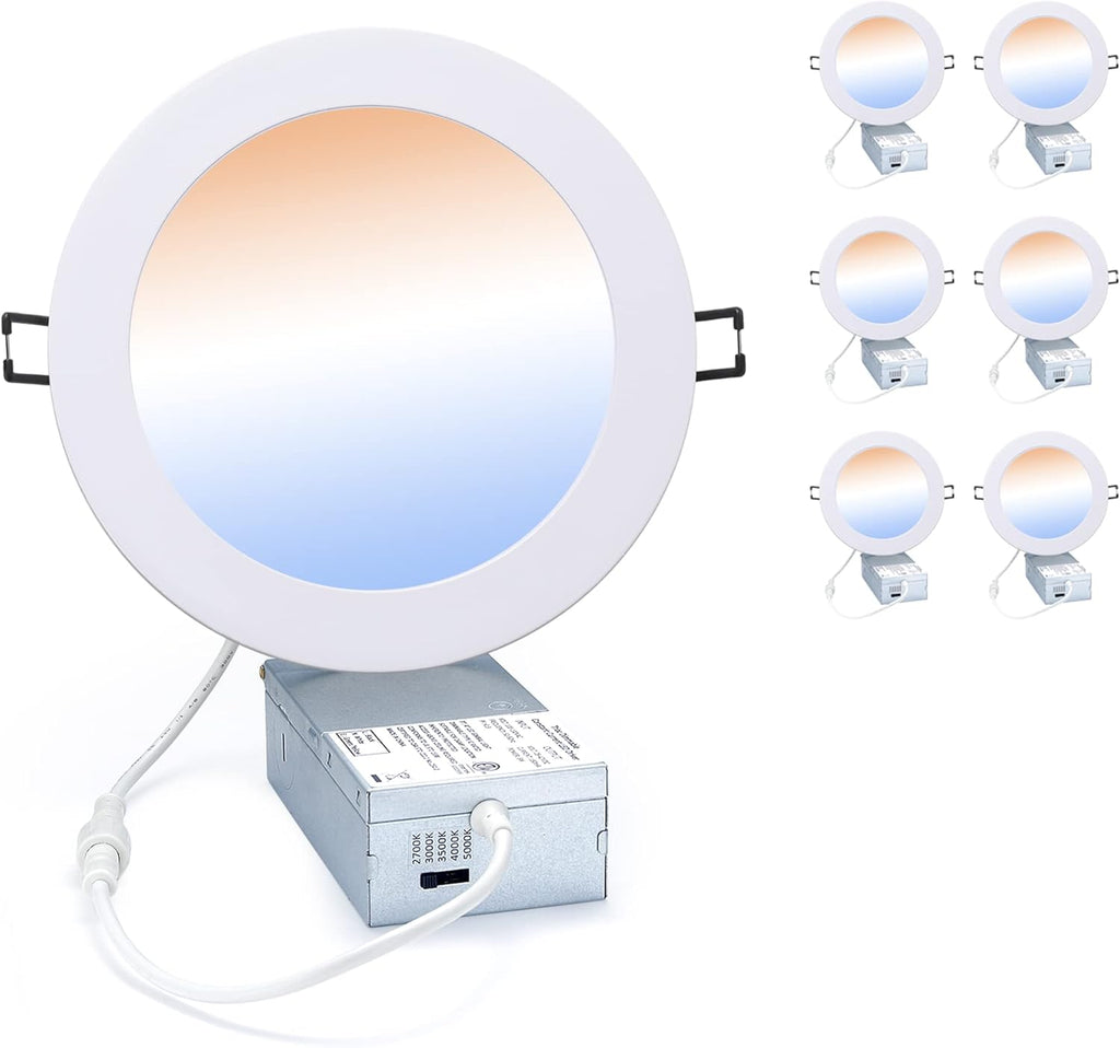 6 Pack Dimmable 12W Ultra-Thin Recessed Downlight with Junction Box A787