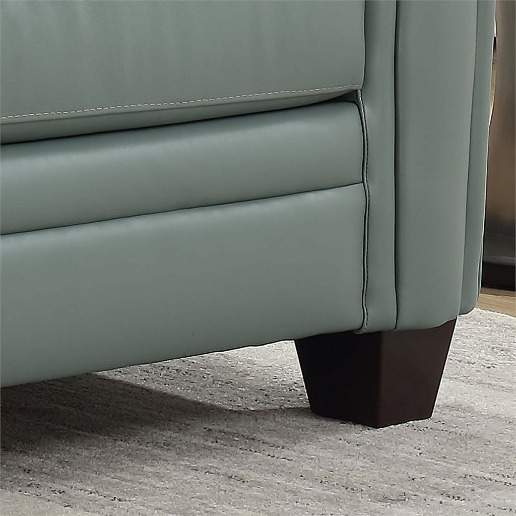 2 Piece Tufted Leather Accent Chair Set In Spa Blue W5531
