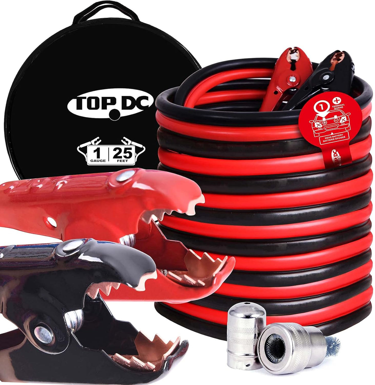 1-Gauge 25-FT 700Amp Heavy Duty Jumper Cables with Carry Bag B3278