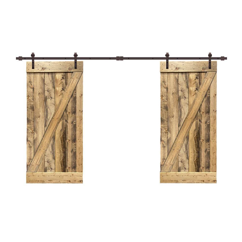 Stained Z Bar Double Barn Door with Hardware Kit V55289