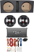 10" 4200W Car Subwoofers with Ported Box and 2-Ch Amp and 8 Gauge Amp Kit L6112