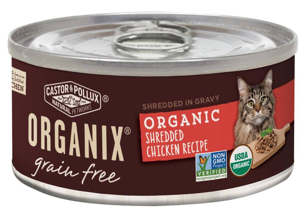 5.5-oz Case of 24 Grain Free Organic Shredded Chicken Canned Cat Food U457