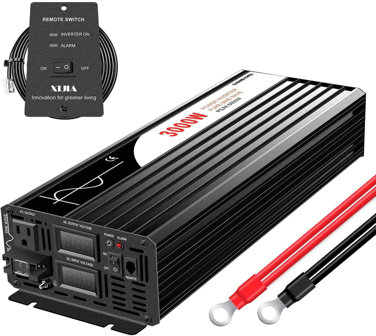 2000W Pure Sine Wave DC to AC Inverter Remote Switch DC 24V to AC 120V 60HZ Solar Converter Z668