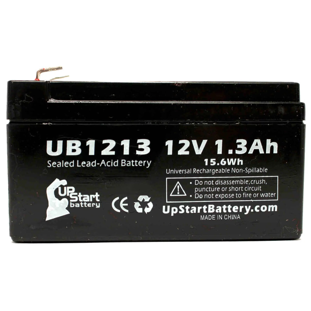 12V 1.3Ah Sealed Lead Acid Battery with Terminal Adapters T121