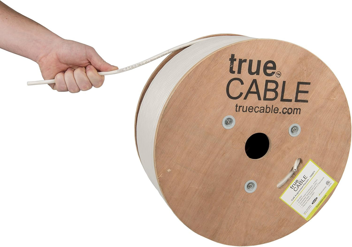 Cat6A Plenum 1000ft Yellow 23AWG 4 Pair Solid Bare Copper Bulk Ethernet Cable I194