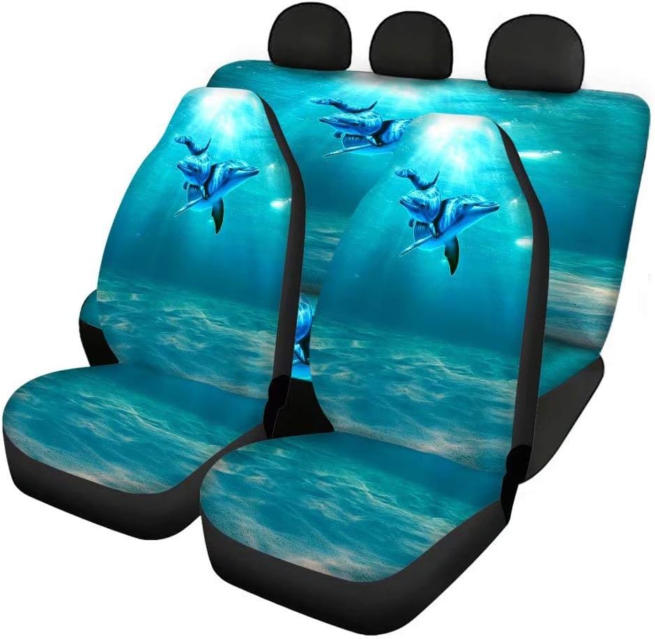 Red Kiss Lips Print 4pcs Car Seat Cover Set M1577