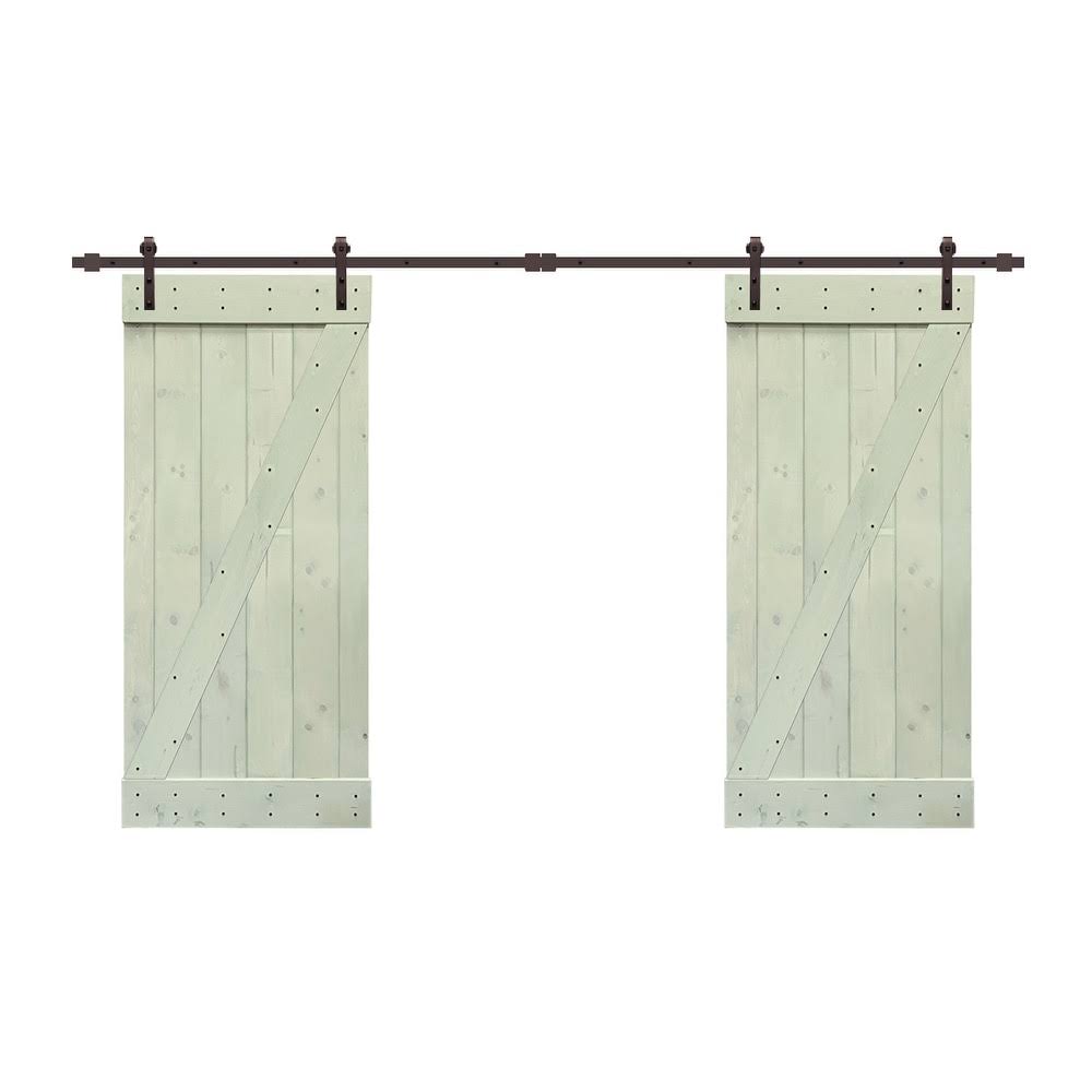 Stained Z Bar Double Barn Door with Hardware Kit V55289