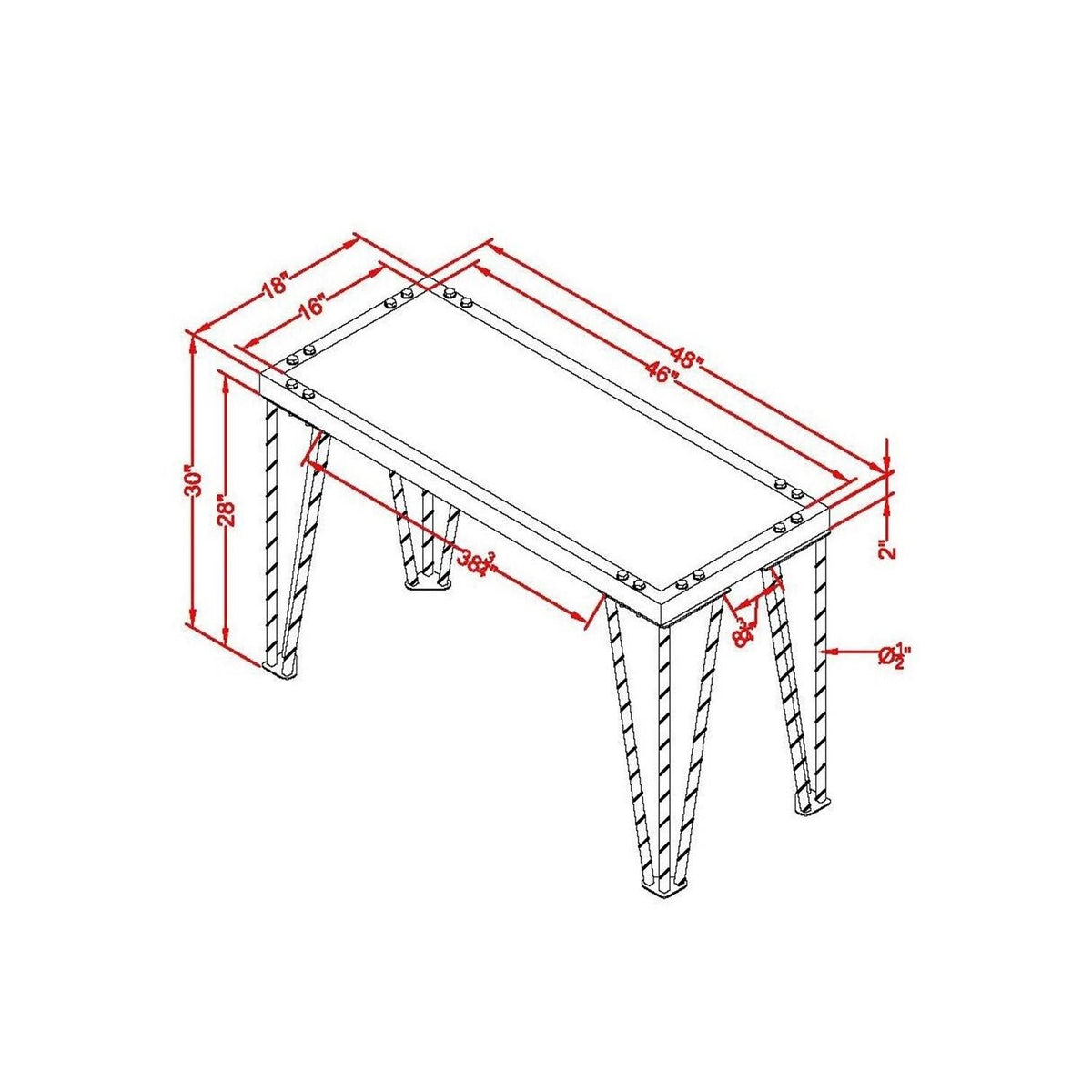 Industrial Black Wood Rectangle Sofa Table Y512139