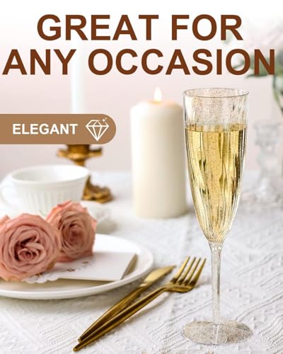 36 PCS Clear Plastic Champagne Flutes N816