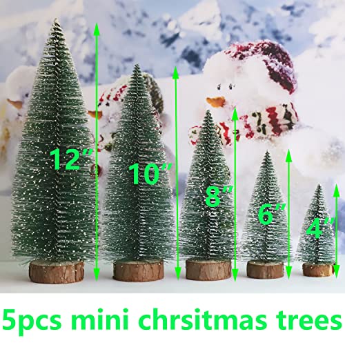 Mini Christmas Trees with Snow and Wooden Base X38549