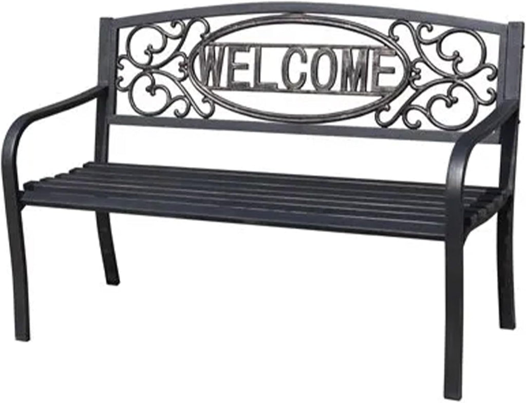Black Powder Coated Steel Park Bench J984
