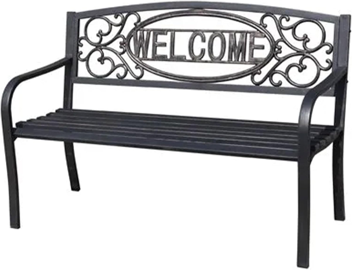 Black Powder Coated Steel Park Bench J984