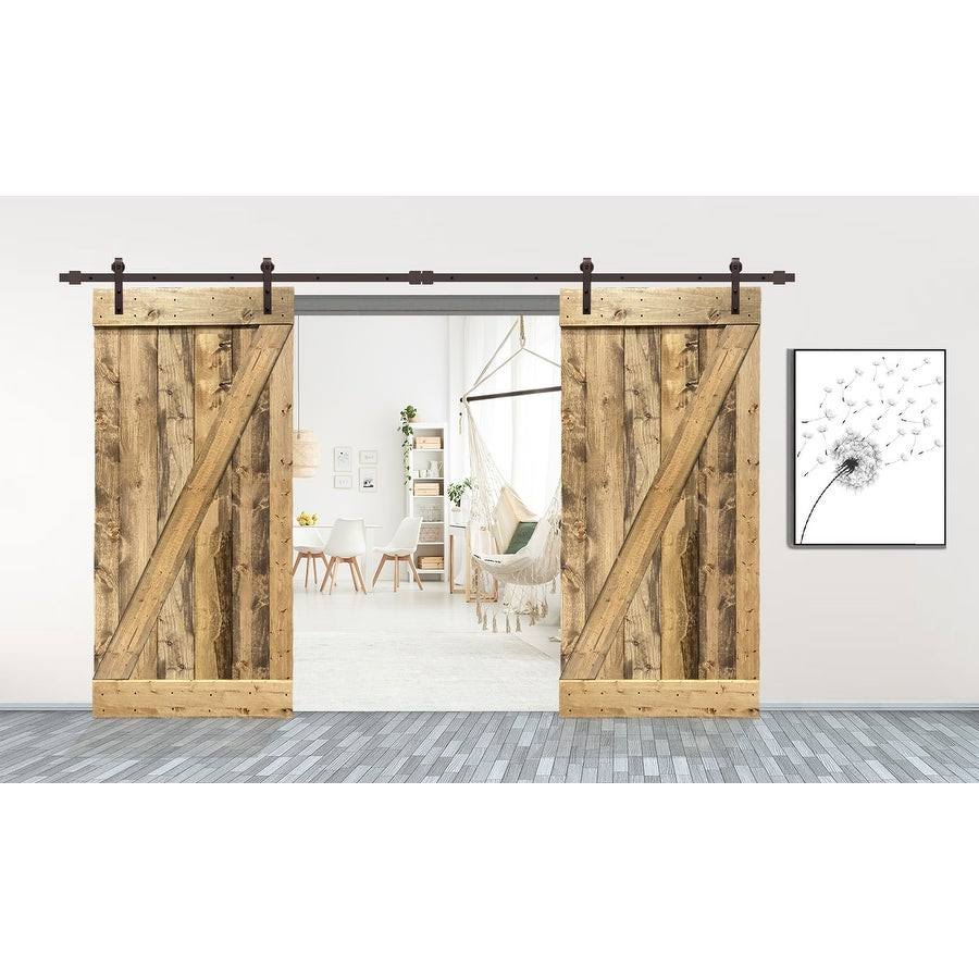 Stained Z Bar Double Barn Door with Hardware Kit V55289