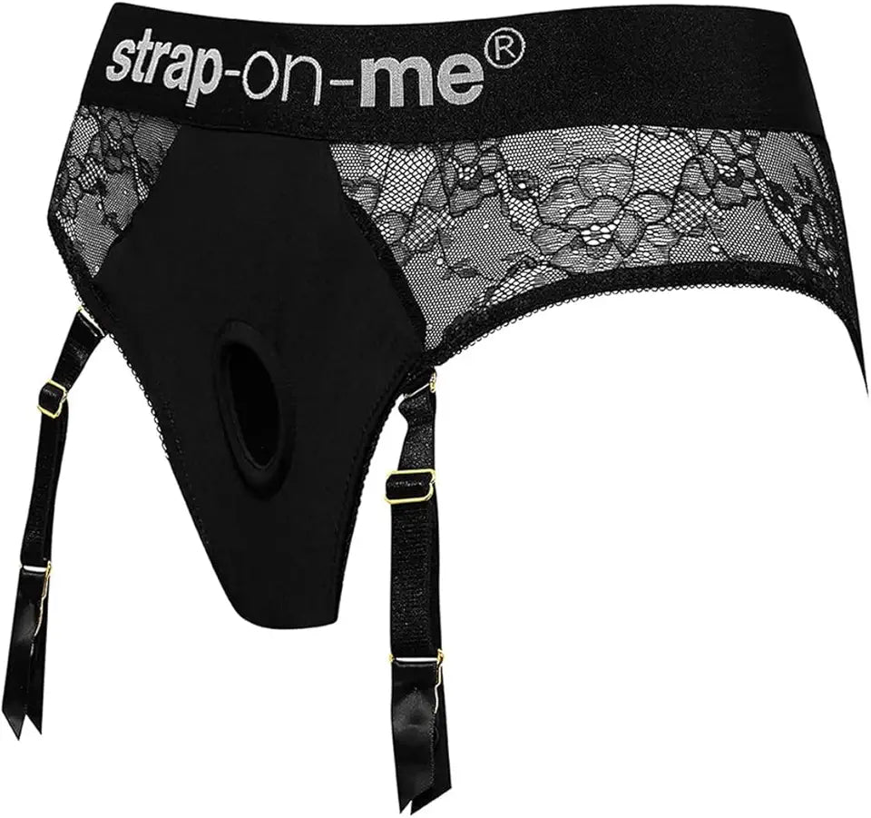 Black Lace Microfiber Strap-On Harness C7935