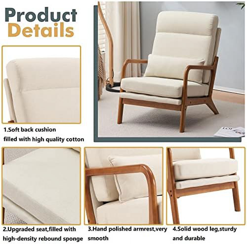 Linen Fabric Upholstered Accent Armchair X512748