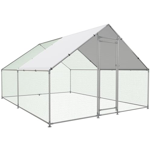 Large Metal Walk-in Chicken Coop with Anti-UV Cover H1131