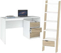 2 Piece Bookcase and Writing Desk Set in White and Oak H2843