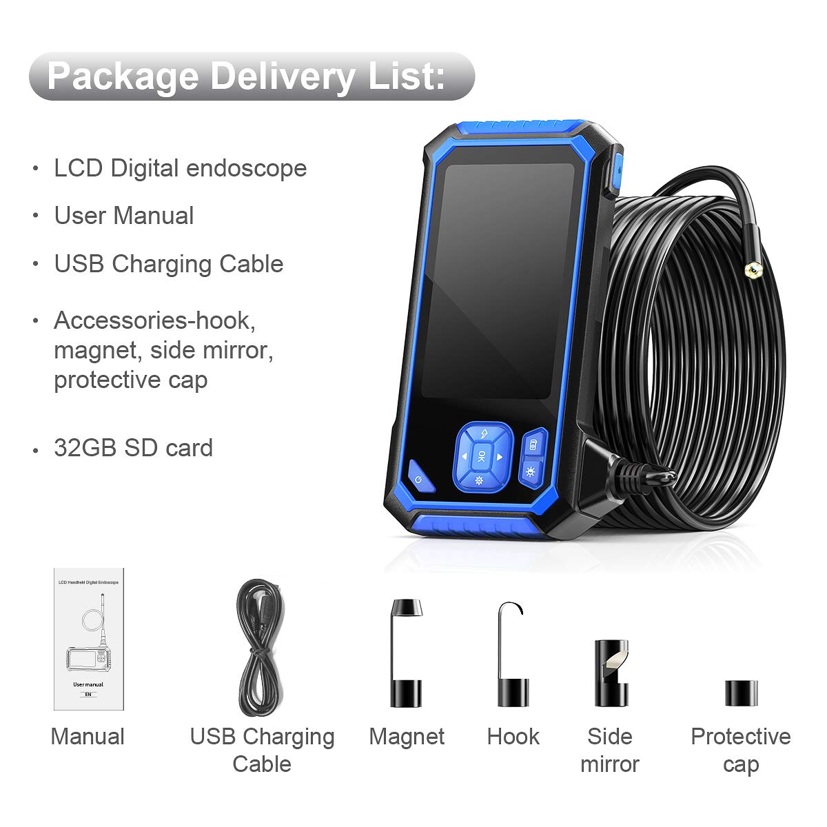 IP67 Waterproof Sewer Inspection Camera with 16.5FT Semi-Rigid Cable Z873